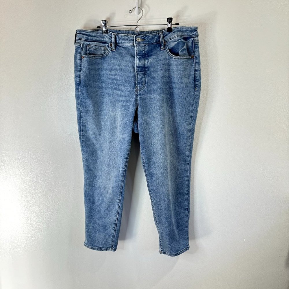 Old Navy OG Straight High Rise Jeans Sz 18S Short Light Stretch Denim Button Fly